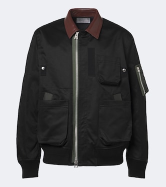 Blouson aus Baumwolle mit Leder | Sacai