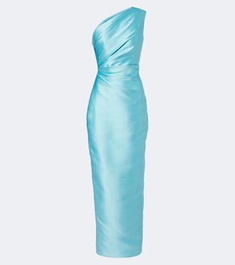 Kira one-shoulder satin gown | Solace London