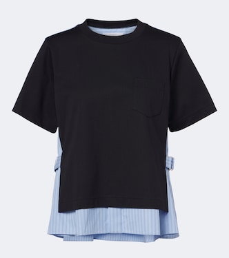 Layered cotton jersey and poplin top | Sacai