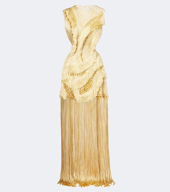 Embellished fringed open-back minidress | Xu Zhi