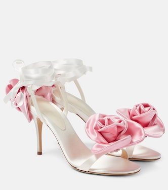 Floral-appliqué satin sandals | Magda Butrym