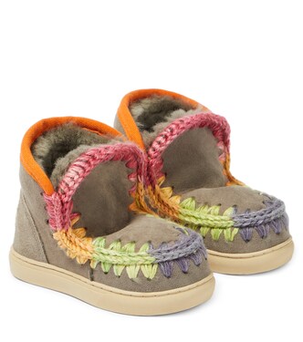 Crochet-trimmed suede sneakers | Mou Kids