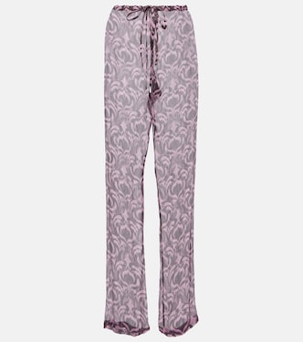 Pantalon droit imprimé en soie | Dries Van Noten