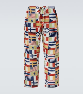 International printed linen straight pants | Bode