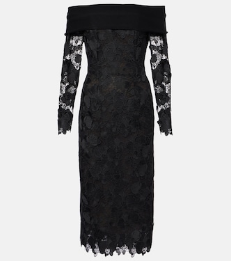 Orchid floral guipure midi dress | Oscar de la Renta