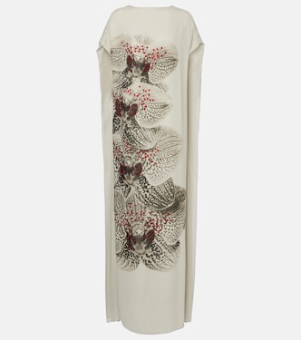 Beaded printed silk georgette gown  | Dries Van Noten