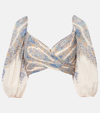 Paisley puff-sleeve crop top | Zimmermann