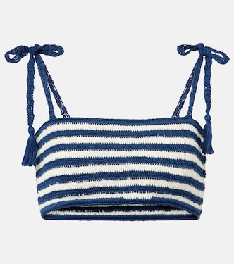 Top raccourci Coastal rayé en crochet de coton | Anna Kosturova