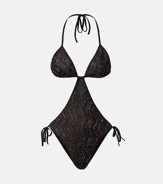 Wave halterneck lamé swimsuit | Missoni