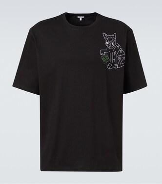 x Louis Wain embroidered cotton jersey T-shirt | Loewe