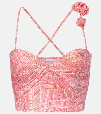 Palmire printed cotton-blend crop top | Poupette St Barth