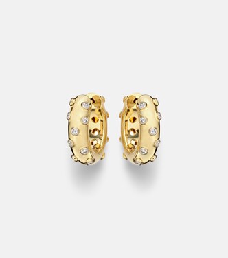 Plumetis 9kt gold hoop earrings with diamonds | Yvonne Léon
