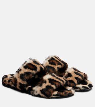 Leopard-print shearling slides | Dolce&Gabbana