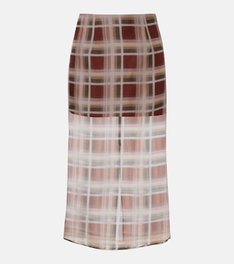 Check silk midi skirt | Frame