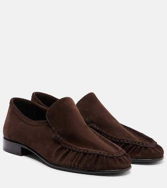 Soft ruched suede loafers | The Row