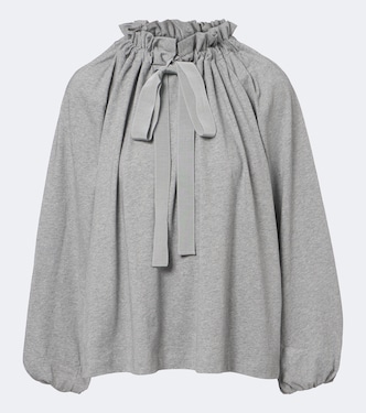 Bow-detail gathered cotton jersey top | Patou