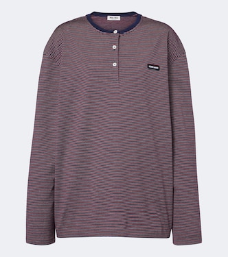Striped cotton jersey Henley shirt | Miu Miu