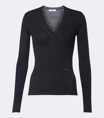 Ribbed-knit wool-blend top | Fendi