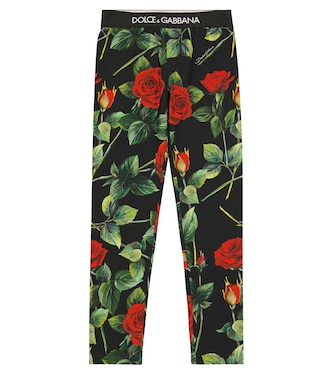 Leggings de algodón elastizado florales | Dolce&Gabbana Kids