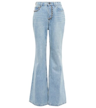 Embellished cutout cotton bootcut jeans | Area
