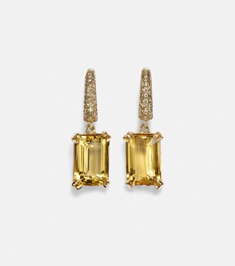 Boucles d'oreilles Yana Micro en or 18 ct, béryls et diamants | Octavia Elizabeth