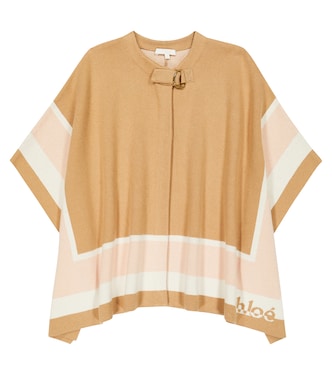 Logo colorblocked cotton and wool cape | Chloé Kids