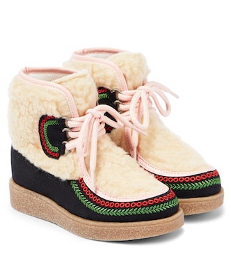 Embroidered teddy-trimmed ankle boots | Stella McCartney Kids