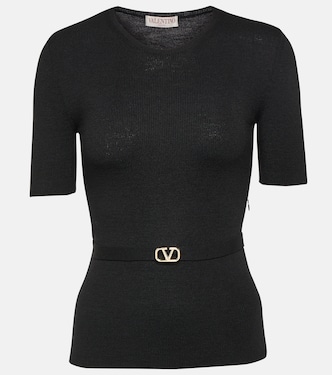 Jersey de lana virgen con cinturón | Valentino