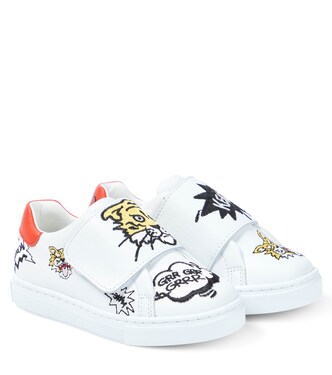 Embroidered leather sneakers | Kenzo Kids