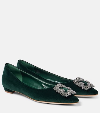 Hangisi embellished velvet ballet flats | Manolo Blahnik