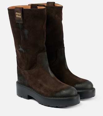 Logo suede ankle boots | Miu Miu