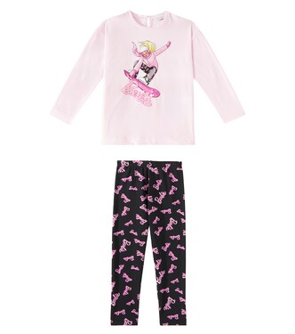 x Barbie® printed jersey T-shirt and leggings set | Monnalisa
