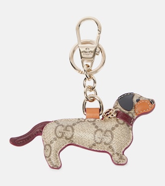 GG Canvas leather-trimmed keychain | Gucci