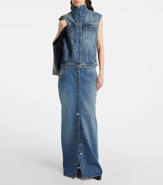 Denim vest in blue - Alaia | Mytheresa
