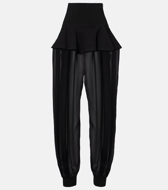 Peplum georgette wide-leg pants | Alaïa