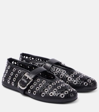Vienne embellished leather ballet flats | Alaïa