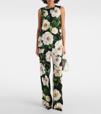 Floral silk-blend charmeuse top in multicoloured - Dolce Gabbana