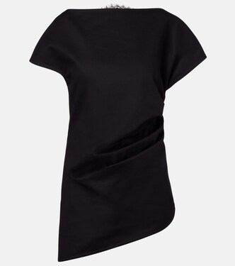 Lace-trimmed asymmetric cotton top | JW Anderson