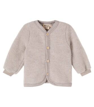 Baby Kari wool fleece cardigan | Wheat