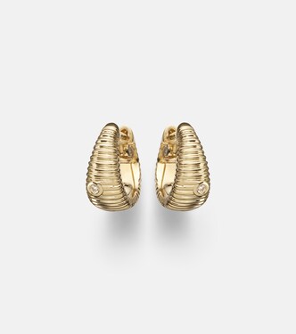 Berlingot Nano 9kt gold hoop earrings with diamonds | Yvonne Léon