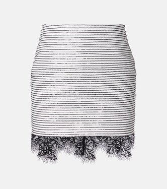 Minigonna in cotone con paillettes e pizzo | Jacques Wei