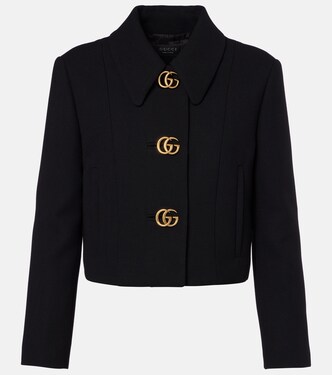 Cropped-Jacke Double G aus Woll-Crêpe | Gucci
