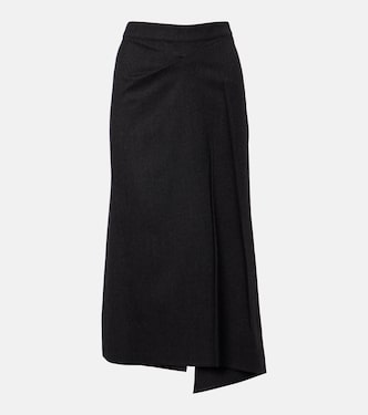Falda midi de lana virgen drapeada | Victoria Beckham