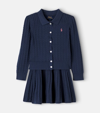Cable-knit cotton cardigan and skirt set | Polo Ralph Lauren Kids