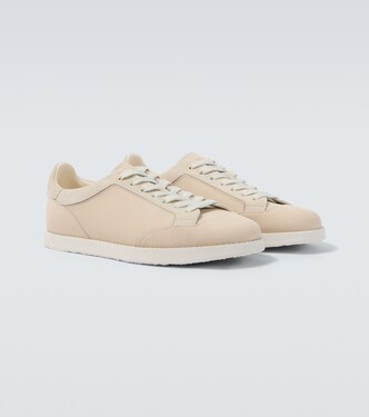 Suede-trimmed leather sneakers | Brunello Cucinelli