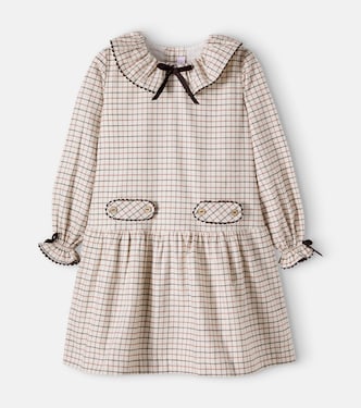 Tessa bow-detail checked cotton dress | La Coqueta