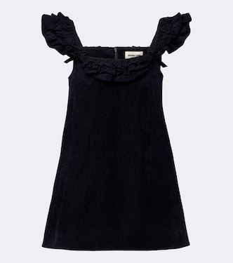 Bow-detail ruffled velvet minidress | Shushu/Tong