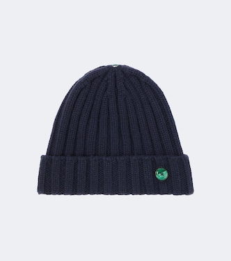 Ribbed-knit cashmere beanie with malachite | God's True Cashmere
