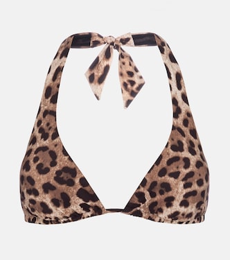 Leopard-print halterneck bikini top | Dolce&Gabbana