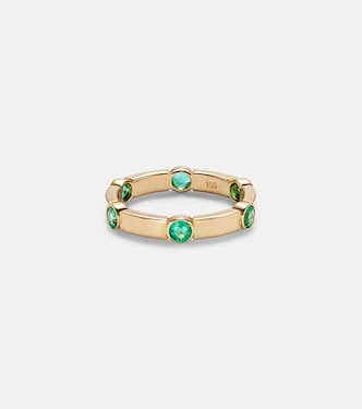 Stepping Stone 18kt yellow gold ring with emeralds | Ileana Makri